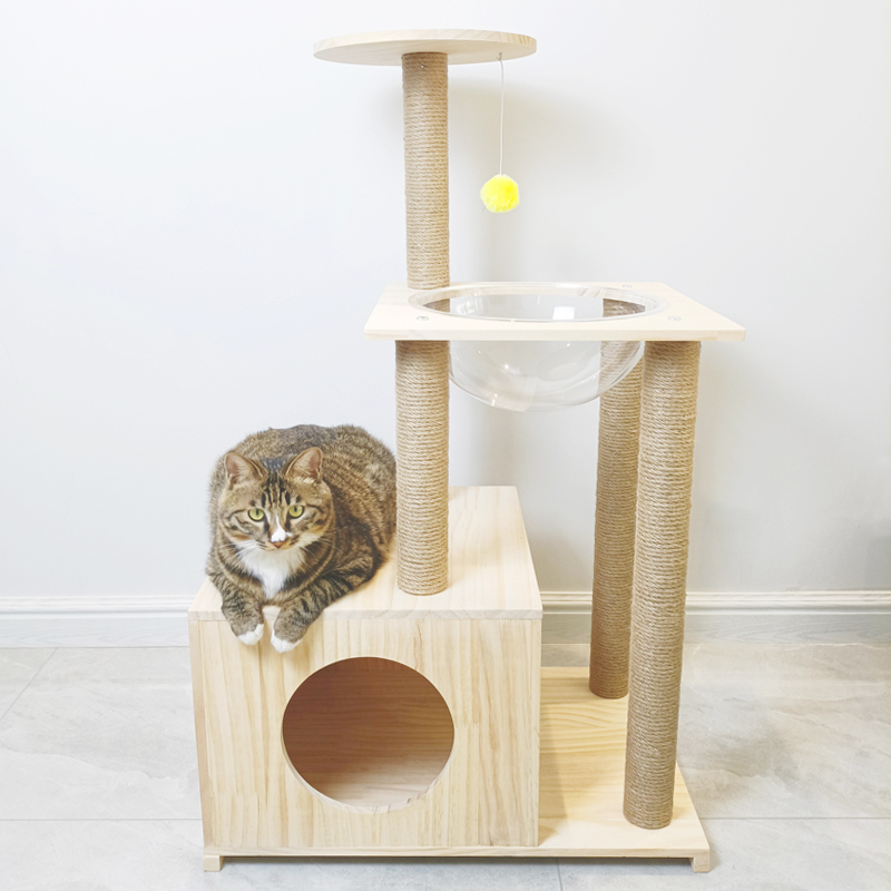 四季通用实木猫爬架太空舱猫窝猫架多功能DIY猫玩具